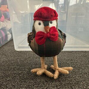 RARE 2015 Target Bird Featherly Friends Green Plaid Bird w/ Red Beret and Bowtie